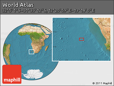Satellite Location Map of the Area around 31° 49' 7" S, 12° 49' 29" E
