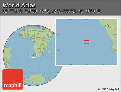 Savanna Style Location Map of the Area around 31° 49' 7" S, 12° 49' 29" E