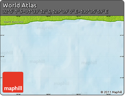 Physical Map of the Area around 31° 49' 7" S, 130° 7' 30" E