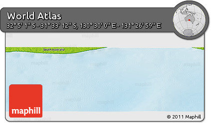 Physical Panoramic Map of the Area around 31° 49' 7" S, 130° 58' 29" E