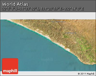 Satellite 3D Map of the Area around 31° 49' 7" S, 131° 49' 29" E