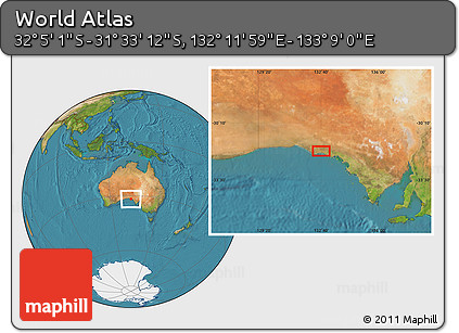 Satellite Location Map of the Area around 31° 49' 7" S, 132° 40' 30" E