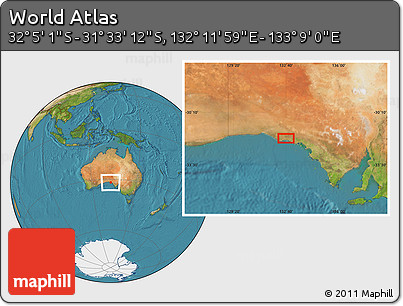 Satellite Location Map of the Area around 31° 49' 7" S, 132° 40' 30" E