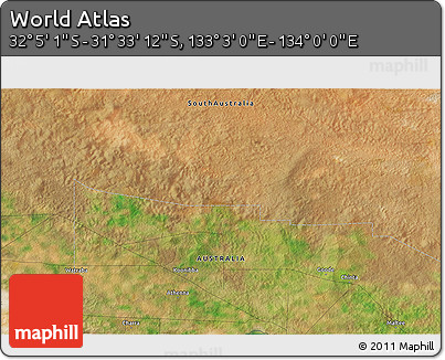 Satellite 3D Map of the Area around 31° 49' 7" S, 133° 31' 30" E