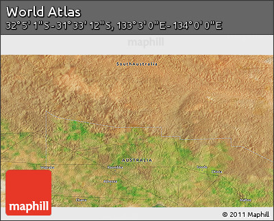 Satellite 3D Map of the Area around 31° 49' 7" S, 133° 31' 30" E