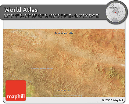 Satellite 3D Map of the Area around 31° 49' 7" S, 134° 22' 30" E