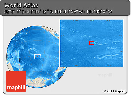 Shaded Relief Location Map of the Area around 31° 49' 7" S, 134° 13' 29" W