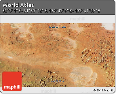 Satellite 3D Map of the Area around 31° 49' 7" S, 135° 13' 29" E