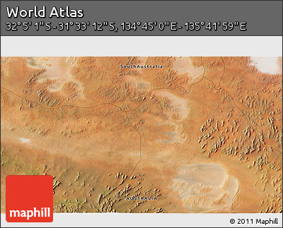 Satellite 3D Map of the Area around 31° 49' 7" S, 135° 13' 29" E