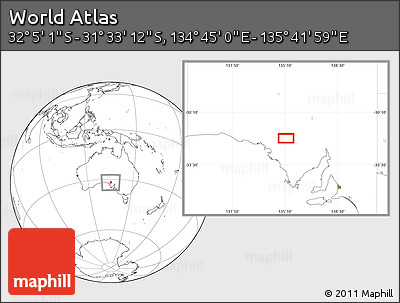 Blank Location Map of the Area around 31° 49' 7" S, 135° 13' 29" E