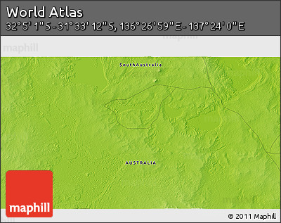 Physical 3D Map of the Area around 31° 49' 7" S, 136° 55' 30" E