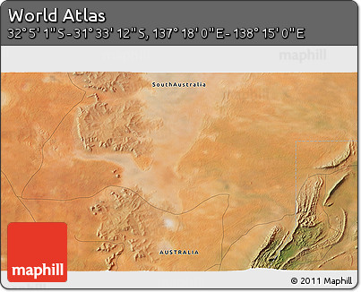 Satellite 3D Map of the Area around 31° 49' 7" S, 137° 46' 30" E