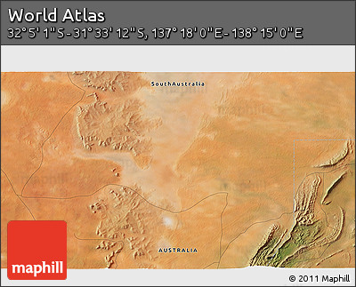 Satellite 3D Map of the Area around 31° 49' 7" S, 137° 46' 30" E