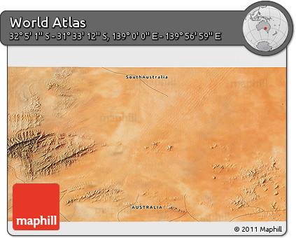 Satellite 3D Map of the Area around 31° 49' 7" S, 139° 28' 29" E
