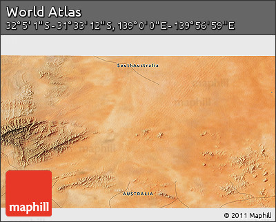 Satellite 3D Map of the Area around 31° 49' 7" S, 139° 28' 29" E