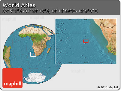 Satellite Location Map of the Area around 31° 49' 7" S, 13° 40' 30" E