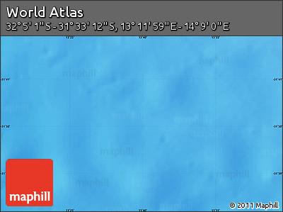 Physical Map of the Area around 31° 49' 7" S, 13° 40' 30" E