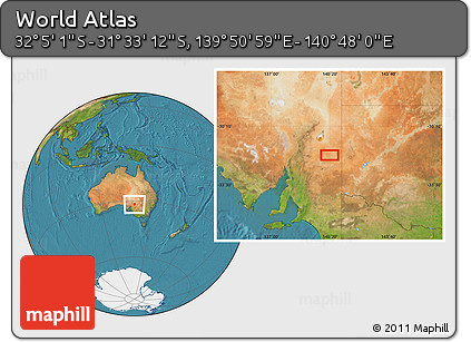 Satellite Location Map of the Area around 31° 49' 7" S, 140° 19' 29" E