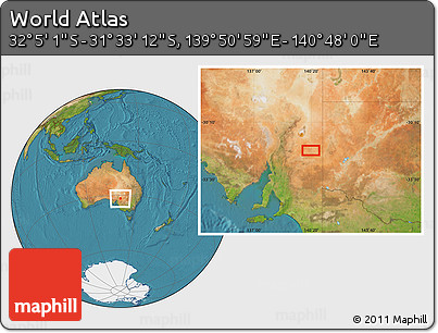 Satellite Location Map of the Area around 31° 49' 7" S, 140° 19' 29" E