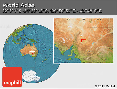 Satellite Location Map of the Area around 31° 49' 7" S, 140° 19' 29" E