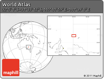 Blank Location Map of the Area around 31° 49' 7" S, 141° 10' 30" E