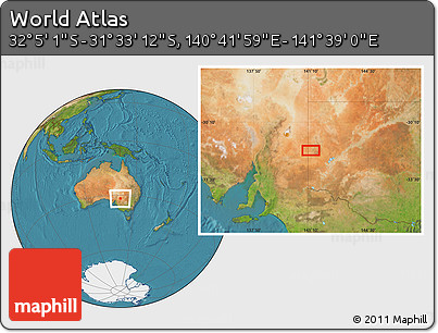 Satellite Location Map of the Area around 31° 49' 7" S, 141° 10' 30" E