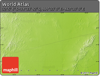 Physical Map of the Area around 31° 49' 7" S, 142° 1' 30" E