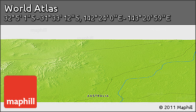 Physical Panoramic Map of the Area around 31° 49' 7" S, 142° 52' 30" E