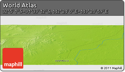 Physical Panoramic Map of the Area around 31° 49' 7" S, 142° 52' 30" E