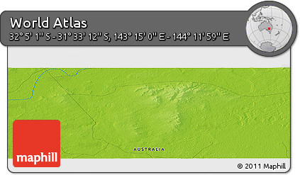 Physical Panoramic Map of the Area around 31° 49' 7" S, 143° 43' 29" E