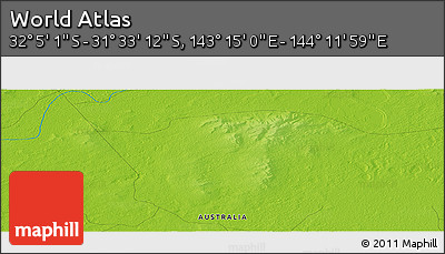 Physical Panoramic Map of the Area around 31° 49' 7" S, 143° 43' 29" E
