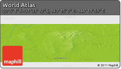 Physical Panoramic Map of the Area around 31° 49' 7" S, 143° 43' 29" E