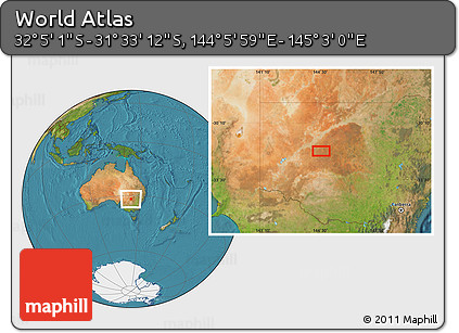Satellite Location Map of the Area around 31° 49' 7" S, 144° 34' 29" E