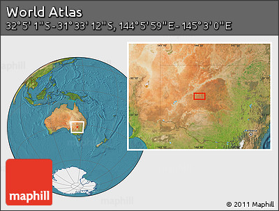 Satellite Location Map of the Area around 31° 49' 7" S, 144° 34' 29" E