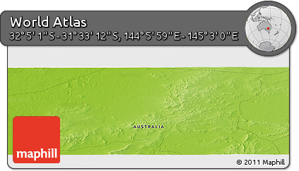 Physical Panoramic Map of the Area around 31° 49' 7" S, 144° 34' 29" E