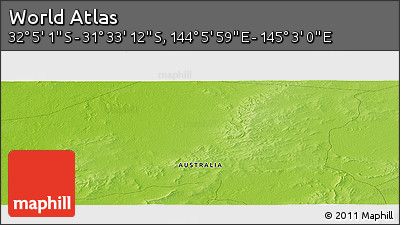 Physical Panoramic Map of the Area around 31° 49' 7" S, 144° 34' 29" E