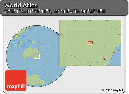 Savanna Style Location Map of the Area around 31° 49' 7" S, 146° 16' 30" E