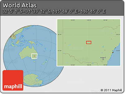 Savanna Style Location Map of the Area around 31° 49' 7" S, 146° 16' 30" E