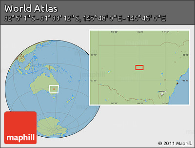 Savanna Style Location Map of the Area around 31° 49' 7" S, 146° 16' 30" E