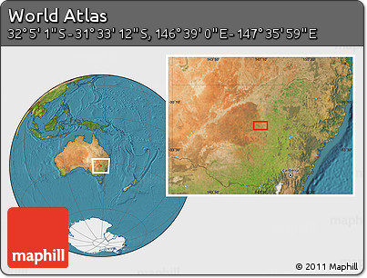 Satellite Location Map of the Area around 31° 49' 7" S, 147° 7' 30" E