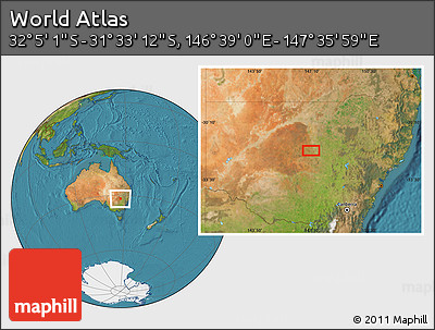 Satellite Location Map of the Area around 31° 49' 7" S, 147° 7' 30" E