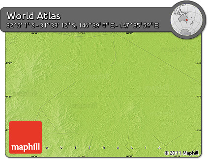 Physical Map of the Area around 31° 49' 7" S, 147° 7' 30" E