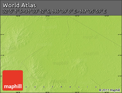 Physical Map of the Area around 31° 49' 7" S, 147° 7' 30" E