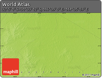 Physical Map of the Area around 31° 49' 7" S, 147° 7' 30" E