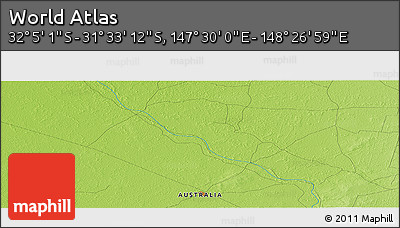 Physical Panoramic Map of the Area around 31° 49' 7" S, 147° 58' 29" E