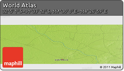 Physical Panoramic Map of the Area around 31° 49' 7" S, 147° 58' 29" E