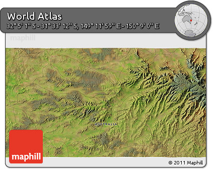 Satellite 3D Map of the Area around 31° 49' 7" S, 149° 40' 30" E