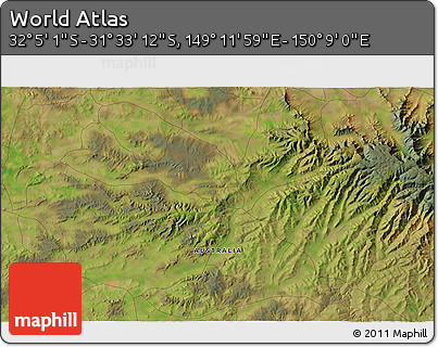 Satellite 3D Map of the Area around 31° 49' 7" S, 149° 40' 30" E