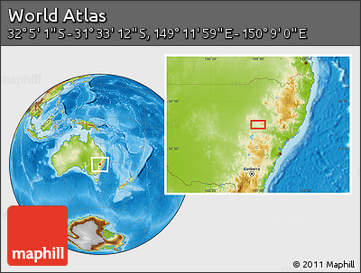 Physical Location Map of the Area around 31° 49' 7" S, 149° 40' 30" E