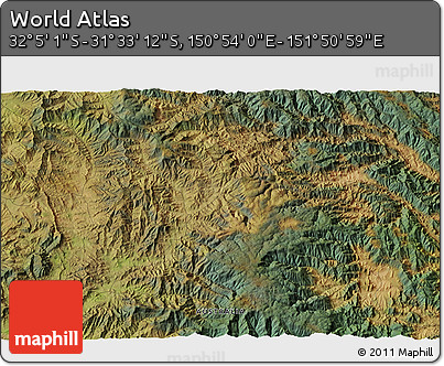 Satellite 3D Map of the Area around 31° 49' 7" S, 151° 22' 30" E